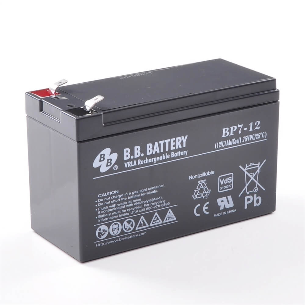 melk wit Bandiet Oefening 12V 7Ah Battery, Sealed Lead Acid battery (AGM), B.B. Battery BP7-12, VdS,  151x65x93 mm (LxWxH), Terminal T2 Faston 250 (6,3 mm)