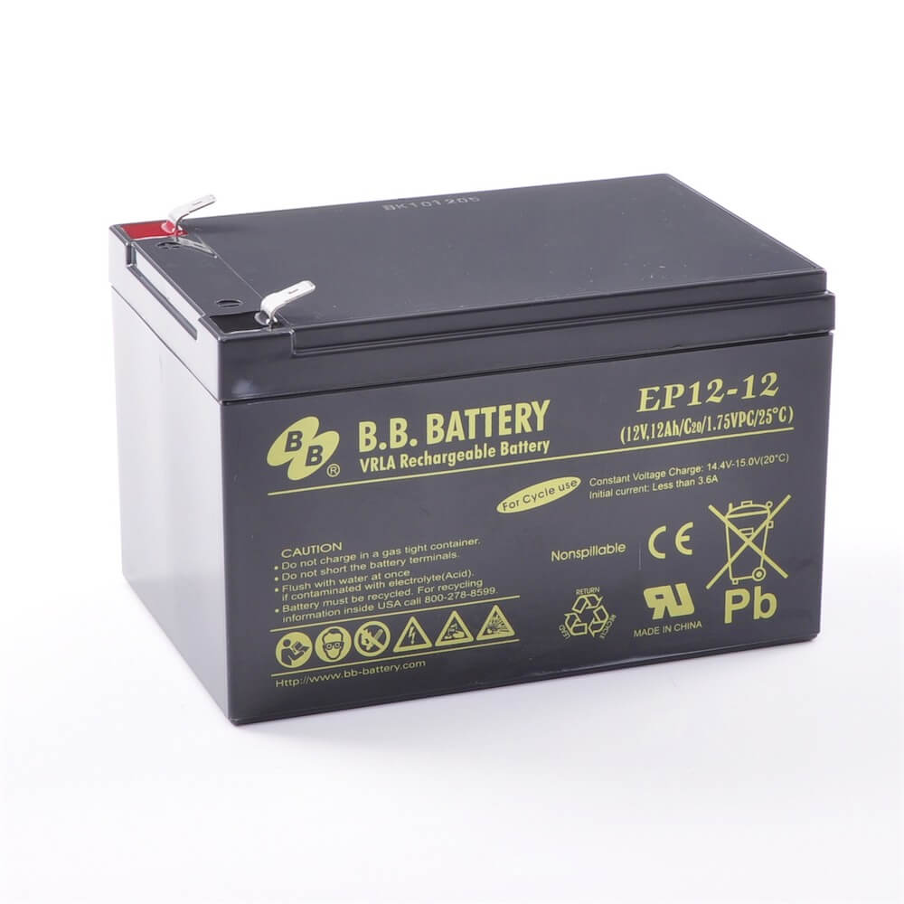 12V 12Ah Battery, Sealed Lead Acid battery (AGM), B.B. Battery EP12-12,  151x98x94 mm (LxWxH), Terminal