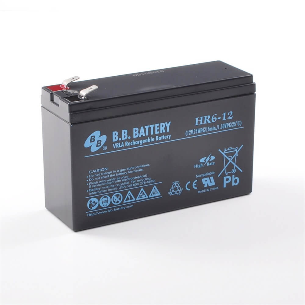 12V 6Ah Battery, Sealed Lead Acid battery (AGM), B.B. Battery HR6-12,  151x51x94 mm (LxWxH), Terminal